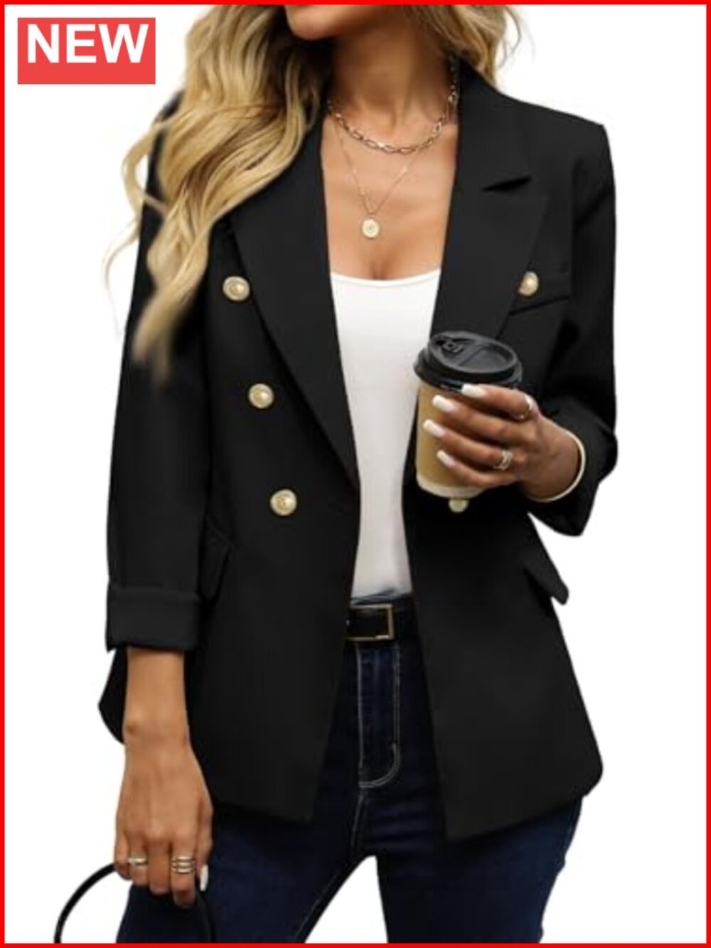 Slim Fit Business Casual Blazer Notch Collar Notch Neck Button